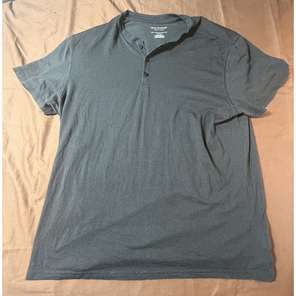 Isaac Mizrahi New York Men’s XL Black Short Sleeve Henley Button T-Shirt Casual